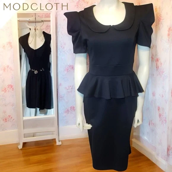 ModCloth Black Peplum Dress ModCloth Black Peplum Dress